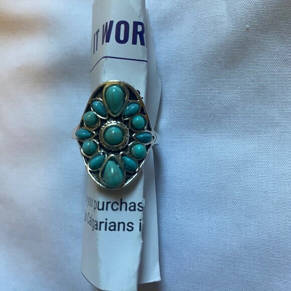 Sterling Silver Ring With Multi Turquoise Gem Stone Size 7, New Hand Made - Picture 4 of 6